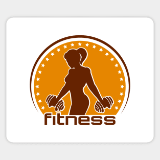 Fitness Emblem with Training Athletic Woman Sticker